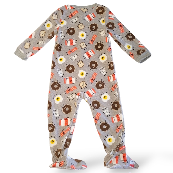 Carter's Boys Fleece Zip-up Footed Pajamas Breakfast Theme 3T - Picture 2 of 8